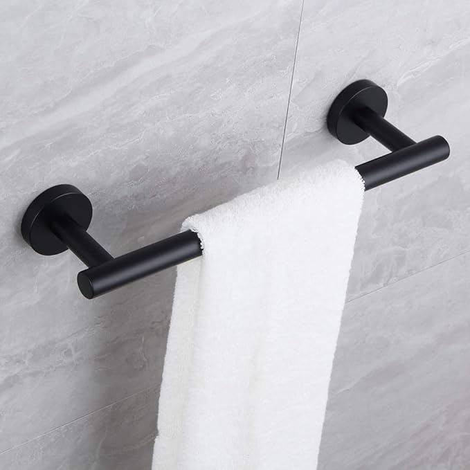 kimzcn Matte Black Hand Towel Bar SUS 304 Stainless Steel 12-Inch Towel Rack Holder for Bathroom Wall Mount