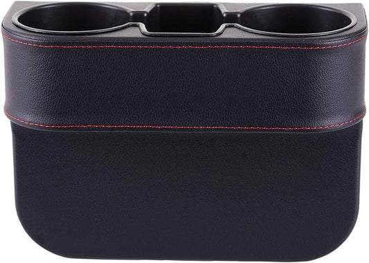Car Seat Organizer Cup Drink Holders,Multifunctional Gap Filler Storage Box,Insert Organization Helps Reduce Distracted Driving&Holds Phone Mount Mug Bottle Cellphone Coaster Wallet Card (XBD-Black)