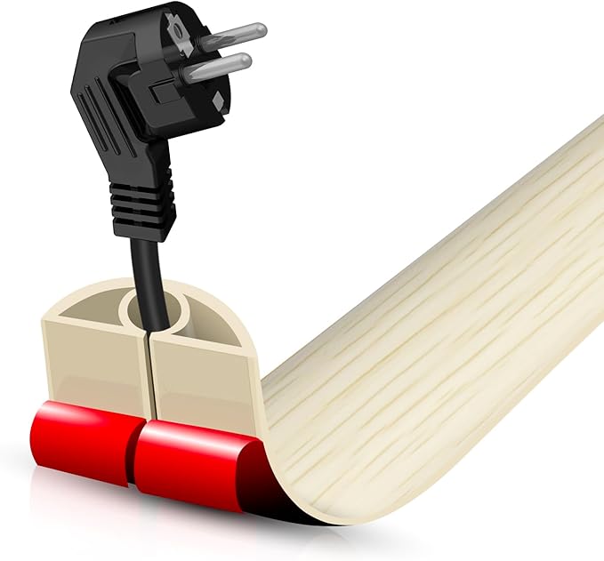 Floor Cord Cover Self Adhesive Cord Hider, 3.3FT Cable Management, Extension Strip Protector for Wires, Prevent Cable Trips for Offices, Gyms, Exhibitions Cavity: 0.3"(W) x 0.28"(H) Yellow Wood