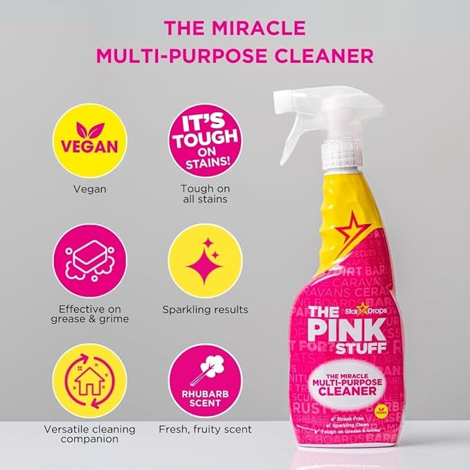 Stardrops The Pink Stuff Miracle Multi-Purpose Cleaner – Removes Grease, Grime, and Stains on Kitchens, Bathrooms, Floors, and More, 25 fl Oz (Pack of 2)