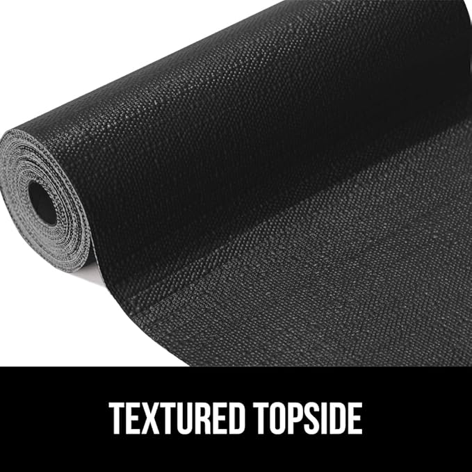 GORILLA GRIP DripGuard Shelf Liner, Non-Adhesive Drawer and Kitchen Cabinet Protector, Strong Grip Slip Resistant Underside, Smooth Surface Liners for Cabinets, Bathroom Closets, 17.5x120 Inch, Black