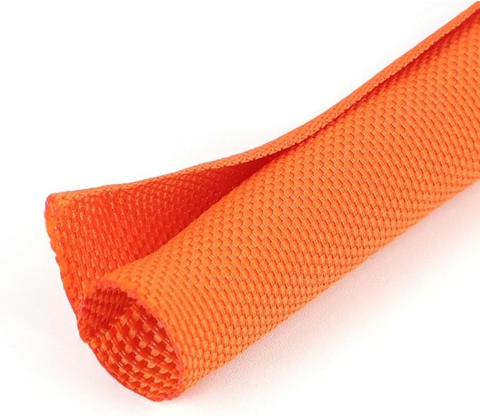 1/8 inch Split Braided Cable Management Sleeve for USB Cable Power Cord Audio Video Cable, Wire Loom Cord Protector from Cat Dog Chewing (Orange, 10FT)