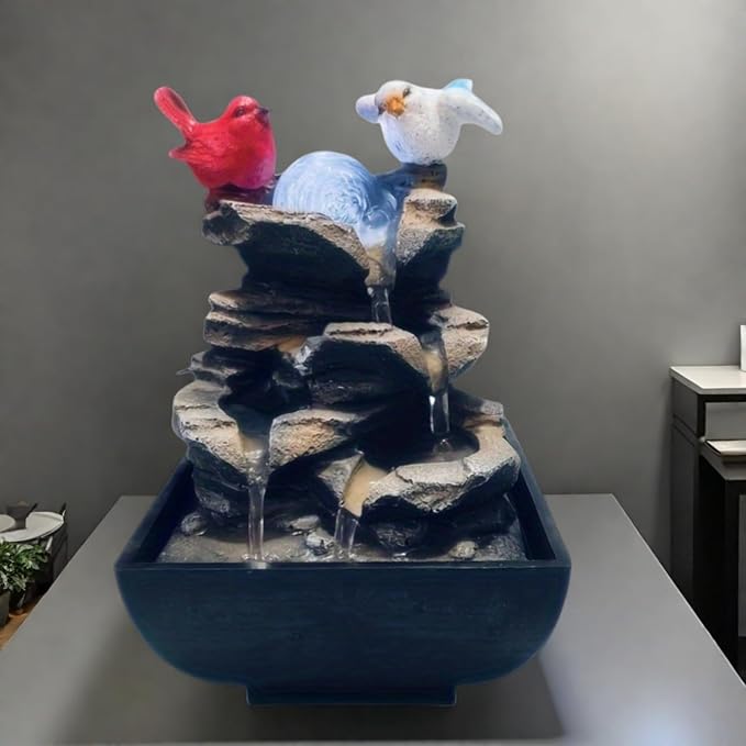 Indoor Water Fountain, Small Water Fountain Indoor, Indoor Water Feature with Desk Waterfall, Zen Table Top Fountains for Home Office Desk Decor, Mini Tabletop Fountains