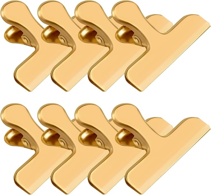 8 Pack 3 Inch Wide Stainless Steel Chip Clips Food Bag Clips Heavy Duty Food Bag Clamp, Chip Clip Metal Hinge Clip File Clamps