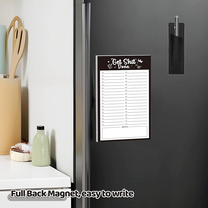 2 Pack Grocery List Magnet Pad for Fridge with Pen Holder, Total 120 Sheets Magnetic Note Pad for Fridge Full Back Magnet Shopping List, To Do List, Memo Notepads, 4.5x7.5(Simple Style)