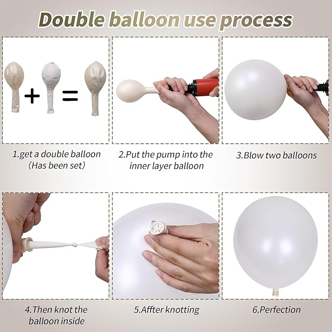 Pink and White Balloons, 12 Inch Double Stuffed Pearl Dusty Blush Baby Light Pink Cream Clear Latex Balloons for Girls Women Boho Bachelorette Wedding Princess Baby Shower Birthday Party Decorations