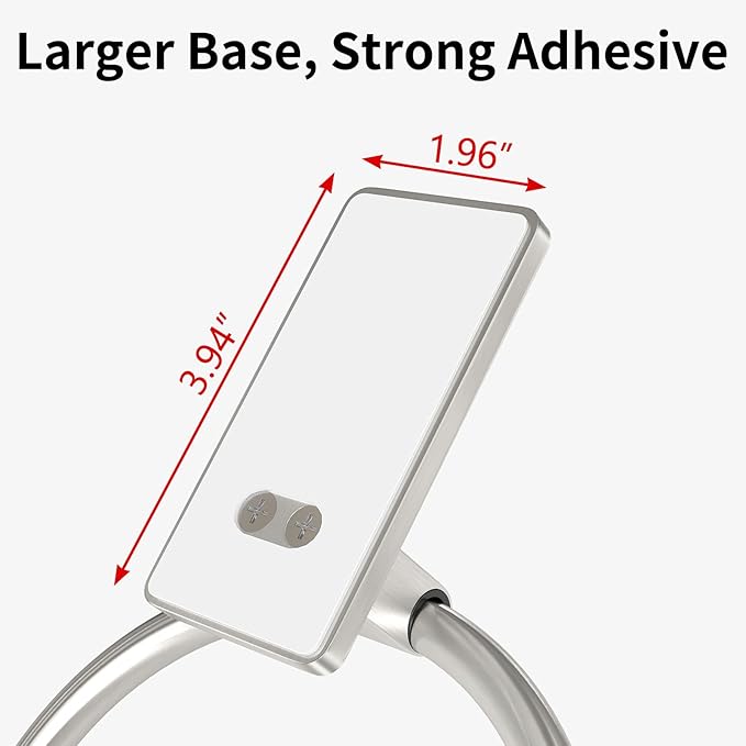 Brushed Nickel Towel Ring, Hand Towel Holder for Bathroom, Self Adhesive Hand Towel Rings for Bath, Kitchen, RV, No Drill Hole