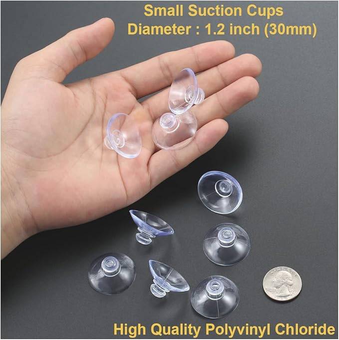 12 Pieces 1.2 inch Small Clear Suction Cups for Glass, Without Hooks Without Holes, Thick Professional Sucker Pads for Organization Decoration Window Bathroom Kitchen Car Radar Detector