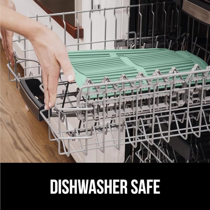 GORILLA GRIP 100% BPA-Free Patented Silicone Dish Drying Mat for Kitchen Counter, Water Catching Ribbed Design, Easy Clean Waterproof Sink Liner, Heat Resistant, Fits Under Rack, 11x13 Inch, Mint