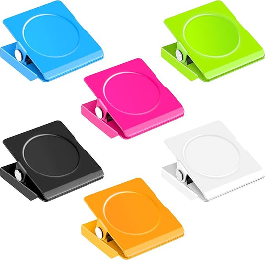 Grtard 6 Pack Magnetic Clips Heavy Duty, Colorful Magnet Clips for Fridge, Refrigerator Magnets, Strong Magnetic Clip,Scratch Free Magnets with Clip for Refrigerator, Whiteboard, Locker