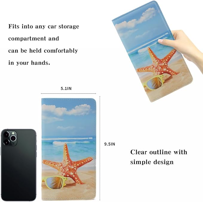 TILDOSAC Leather Car Registration and Insurance Card Holder, Car Document Holder for Cards License with Magnetic Shut(Blue)