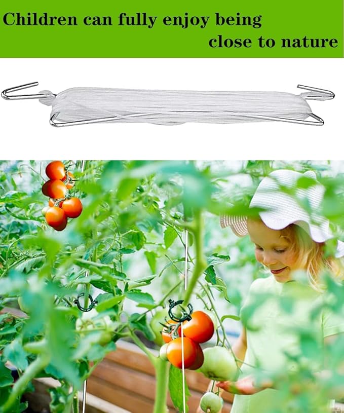 LEMGUBKP 70Pcs Tomato Hooks with String,Plant Support Clips, with 33 Feet Garden Twine - Heavy Duty Plant Trellis for Tomatoes, Cucumbers, Peppers, Vines ，Reusable Weather-Resistant Climbing Hooks