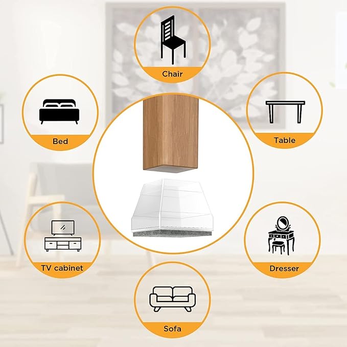 16-piece Square Chair Leg Covers - Protects Wood & Hardwood Floors, Anti-Scratch & No Noise