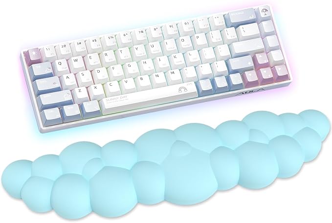 Cloud Wrist Rest for Computer Keyboard Arm Wrist Rest with Non-Slip Base Extended Wrist Rest Ergonomic Memory Foam for Keyboard and Mouse Typing Pain Relief, Office, Gaming, Computer