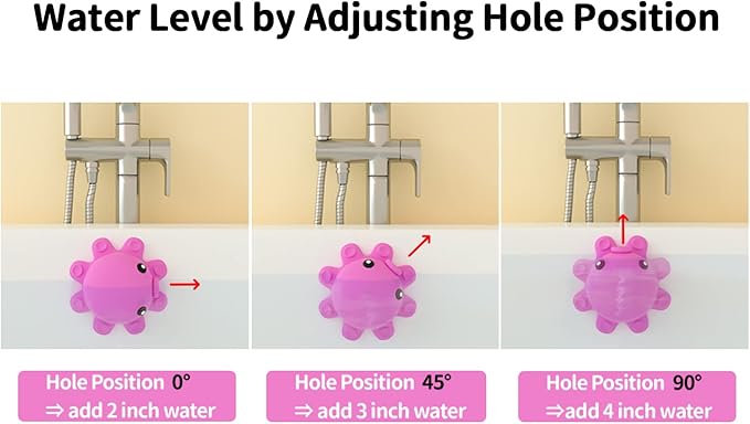 Bathtub Overflow Drain Cover - Tub Overflow Drain Cover, Soak Bath, Spa Accessories - Adds Inches of Water for Deeper Bath (Silicone, Hot Pink)