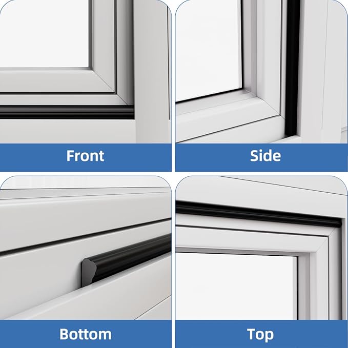 Wedge-Shape Window Weather Stripping Door Frame Seal Strip 118” Black,Upgrade Black Foam,Soundproofing,Draft Stopper,Winter Insulation,Noise Blocker, Gap Filler for Exterior Front Door Side