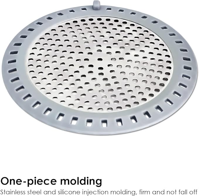 Seatery 2PCS Shower Drain Hair Catcher, Shower Drain Strainer, Stainless Steel with Silicone Edging, 4.75 Inch Diameter