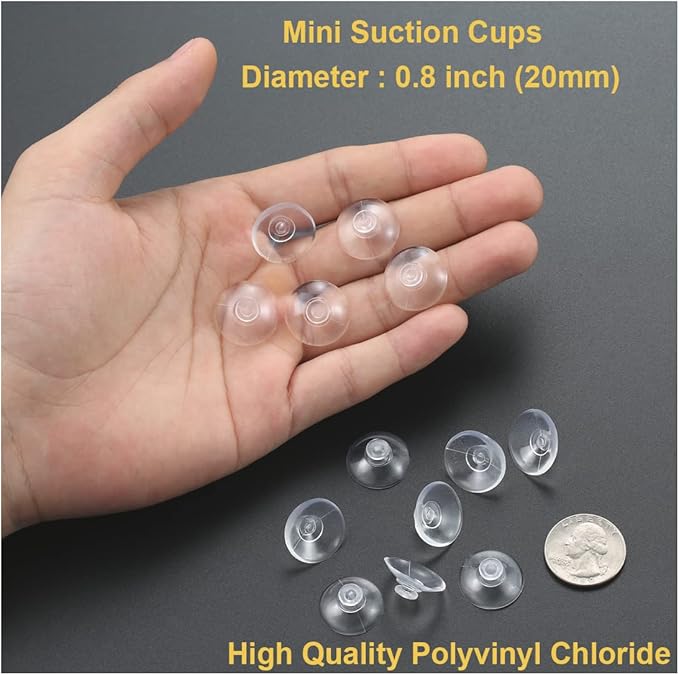 22 Pieces 0.8 inch Mini Clear Suction Cups for Glass, Without Hooks Without Holes, Plastic Sucker Pads for Festival Decoration Home Organization Window Car