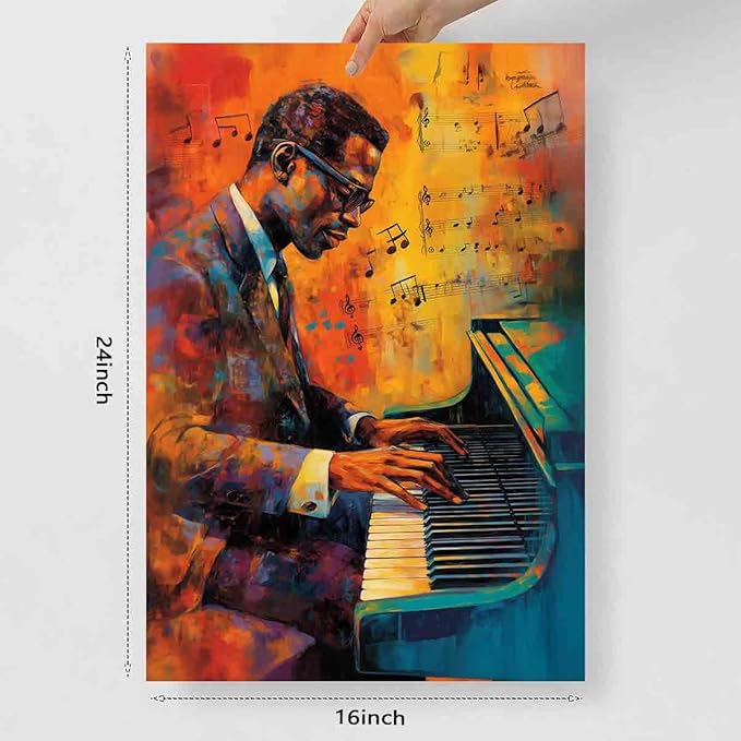 Graffiti Black Man Wall Art African American Picture Black Music Wall Art Graffiti Poster Playing Art Music Themed Paintings Musical Instruments Prints Living Room Decor 16x24inch No Frame