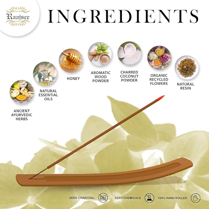 Raajsee Incense Sticks Lemon Grass 100 gm Pack-100% Pure Organic Natural Hand Rolled Free from Chemicals-Perfect for Church, Aromatherapy,Relaxation,Meditation,Positivity & Sensual Therapy