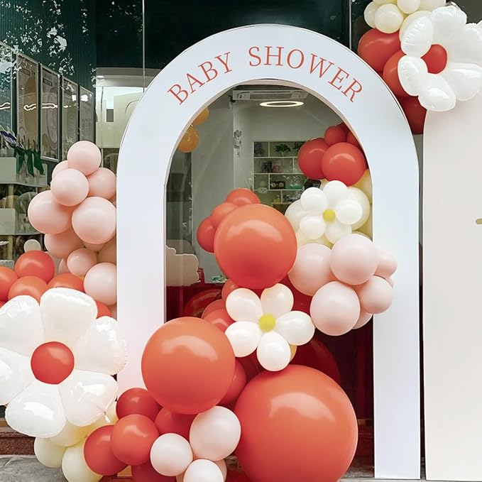 MEBAY Orange Pink Blush White Balloon Garland Arch Kit, 155Pcs Latex Balloons Different Size 18 12 10 5 inch for Baby Shower Gender Neutral Orange Citrus Kids Birthday Party Backdrop Decorations