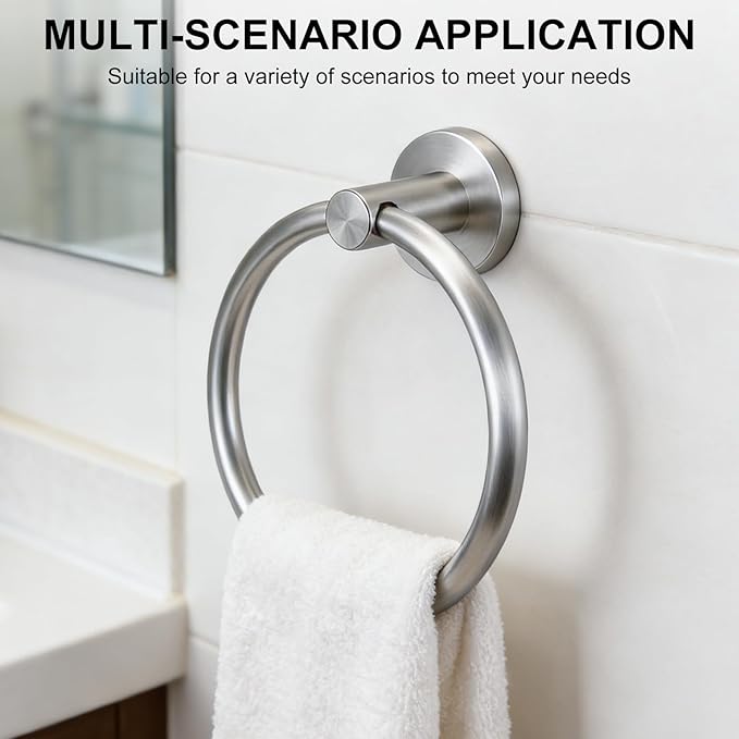 SetSail Towel Holder for Bathroom Wall, Silver Towel Ring, Stainless Steel Hand Towel Holder, Heavy Duty Towel Hanger for Bath and Kitchen, Drill Hole Installation