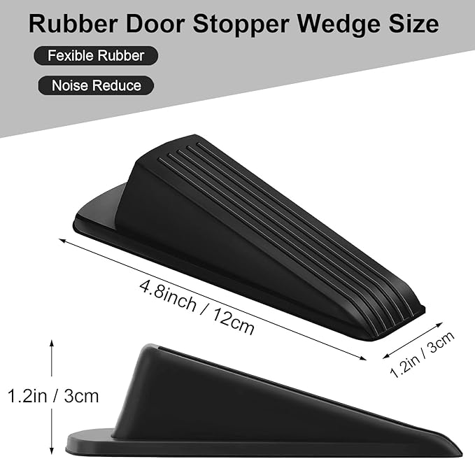 Beieverluck 36 Pack Door Stoppers for Bottom of Door Rubber Door Stop Wedge Sturdy Stackable Door Stops for Floor Wall Carpet Heavy Duty Door, Black