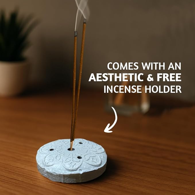 Folkulture Incense Sticks | Set of 100 Insence-Sticks with Holder for Relaxation | Eucalyptus & Mint Incense | Organic, Slow Burning & Non Toxic Inscents for Meditation |Rejuvenating Fragrance