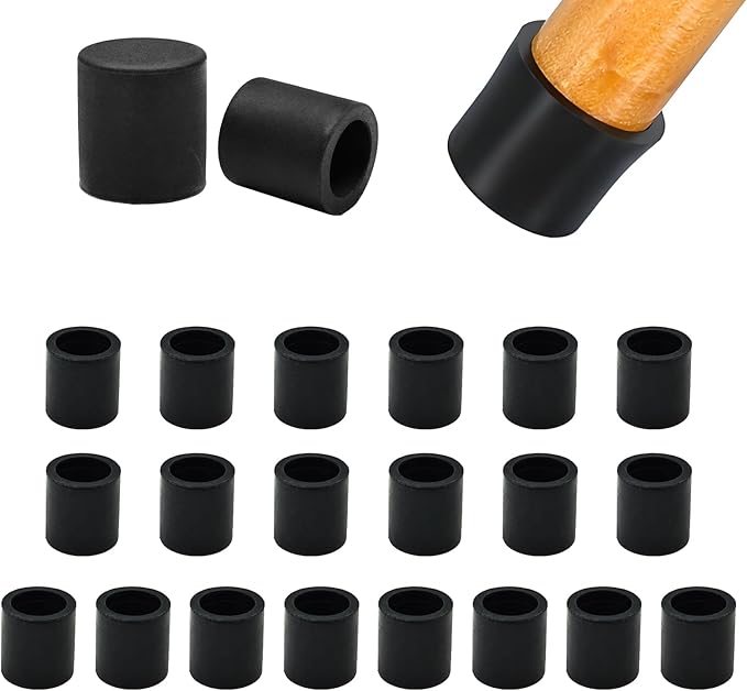 EASYEAH 1/2" (11.7mm) Silicone Chair Leg Floor Protectors, Rubber Chair Leg Caps, Non-Slip Furniture Pads Round Chair Feet Covers End Caps for Hardwood Floors, Patio & Table Foots, Black (20PCS)