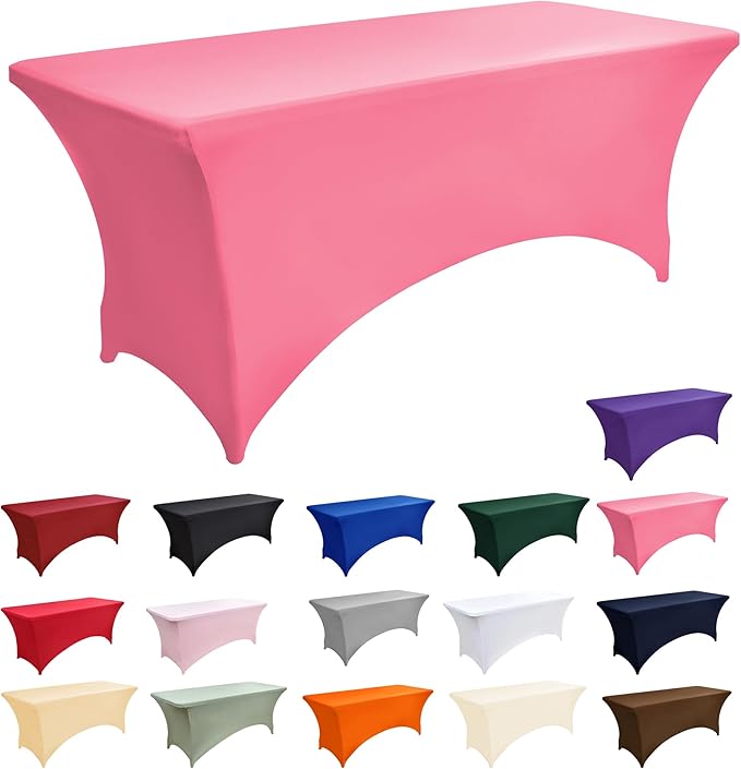 ZarzaaSik 2-Pack 6ft Spandex Table Covers for Rectangle Standard Folding Tables - Wrinkle Resistant Stretch Tablecloths - Ultimate Fitted Table Protector for Parties, Trade Shows, Banquet