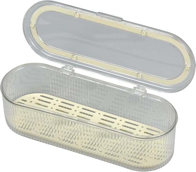 Flatware Tray with Lid, Silverware Tray Kitchen Cutlery Tray and Utensil Storage Container for Flatware and Silverware (Transparent Ripple)