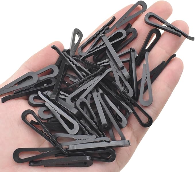 HAHIYO 1.5in/38mm 200Pcs Black Plastic U-Shape Alligator Clips - Fabric Clothespins for Sewing, Folding, Securing Fabric to Comic Board