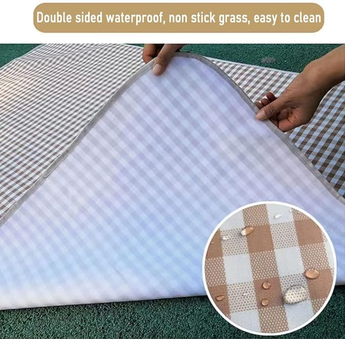 Extra Large Picnic Blanket Beach Blankets, Outdoor Foldable Waterproof Sand Mat for Beach Camping Hiking Travel Family Concerts Grass Park Music Festival Lawn Mats (Brown, 80x60inch)