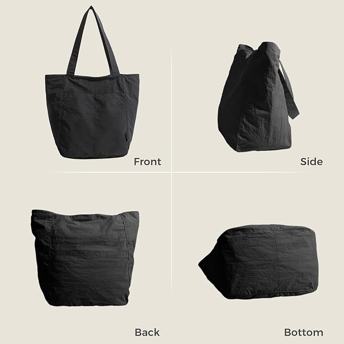 Barsine Tote Bag for Women Unisex Lightweight Nylon Totes Purses and Handbags Large Casual Shoulder Hobo for Travel Gym