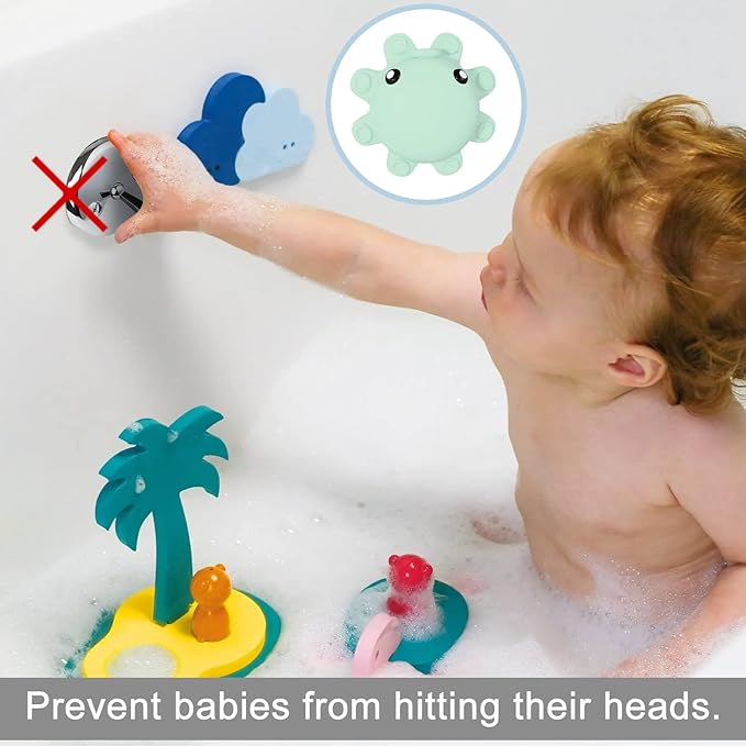 Bathtub Overflow Drain Cover - Silicone Bathroom Overflow Drain Cover, Bathtub Overflow Cover, Bathroom Spa Accessories, Adds Inches of Water for Deeper & Warmer Bath, Aqua Green