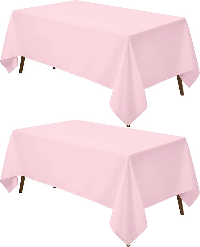 Utopia Kitchen Rectangle Table Cloth 2 Pack(60x102 Inches, Pink), Tablecloth Machine Washable, Polyester Table Cover for Dining, Buffet Parties, Picnics, Events, Weddings and Restaurants