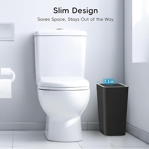 Lysam Small Trash Can, 3 Pack 4 Gallons Bathroom Garbage Can with Lid Press-Top, Small Waste Basket with Trash Bags, Slim Plastic Garbage Bin for Dorm, Office, Bedroom, Kitchen, Living Room (Grey)