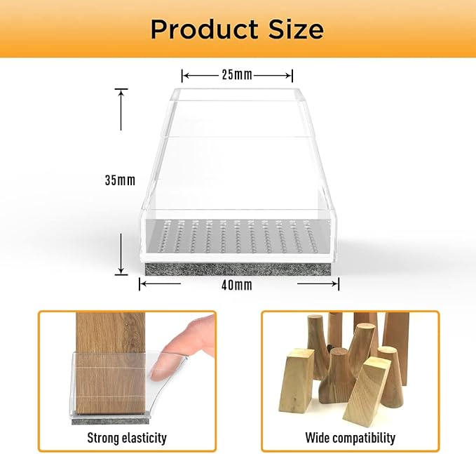 16-piece Square Chair Leg Covers - Protects Wood & Hardwood Floors, Anti-Scratch & No Noise