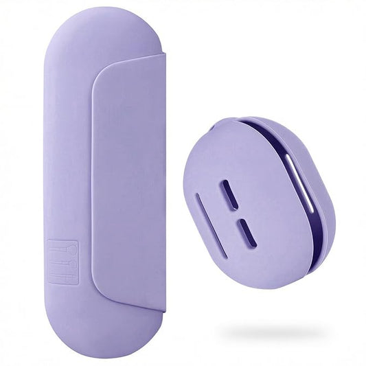 AGIKET 2 IN 1 Silicone Makeup Brush Holder with Beauty Make Up Sponge Holder Case：Soft Portable Cosmetic Face Brushes Holder with Upgrade Anti-Fall Out Magnetic Closure - Purple