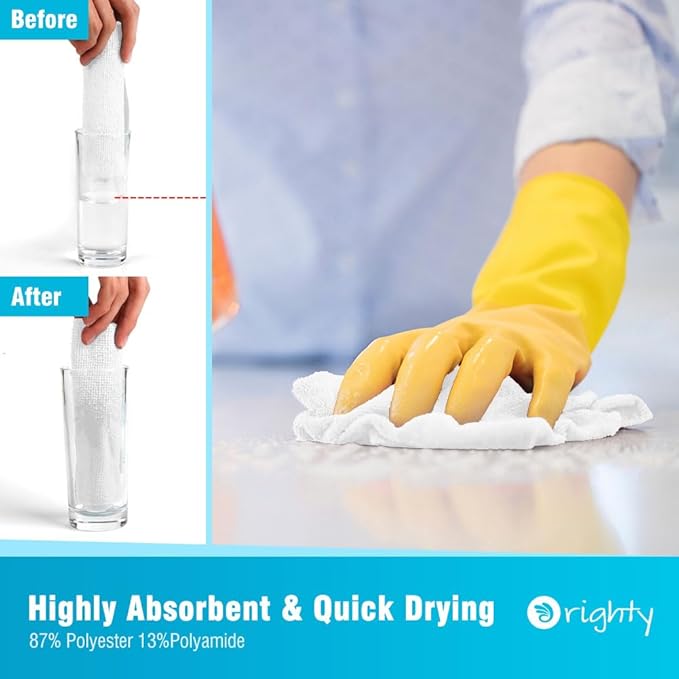 Orighty Microfiber Cleaning Cloth, 400 Pack Highly Absorbent Cleaning Rags, Household Cleaning Supplies, Reusable Microfiber Towels Lint Free Cloths for House, Kitchen, Car Care, 12x11 inch, White