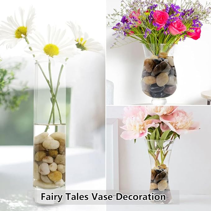 20lbs White River Rocks, 1-2 Inch Natural Pebbles for Indoor Plants, High Polished Decorative Stones Vase Filler Fish Tank Aquariums Landscaping Garden Outdoor and Indoor DIY