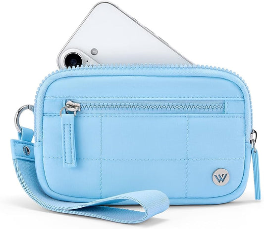 WESTBRONCO Wristlet Wallets for Women Nylon Quilted RFID Wallet with 3 Zipper Purse for Travel