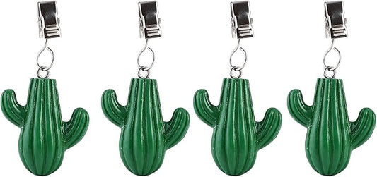 TwoFish Home Set of 4 New Green Cactus Tablecloth Weights Clips Handicraft New Green Cactus Tablecloth Clamps Pack of 4