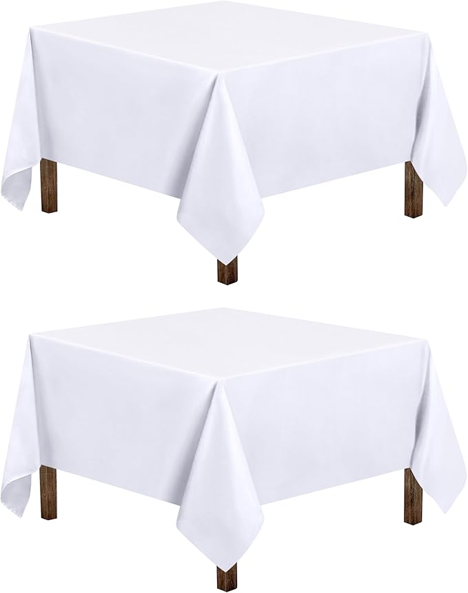 Utopia Kitchen Square Table Cloth 2 Pack(60x60 Inches, White), Tablecloth Machine Washable, Polyester Table Cover for Dining, Buffet Parties, Picnics, Events, Weddings and Restaurants
