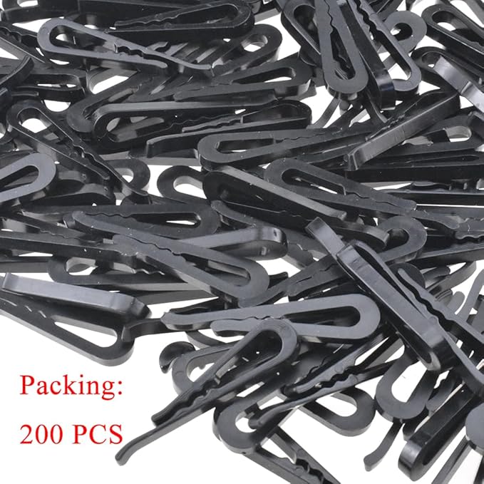 HAHIYO 1.5in/38mm 200Pcs Black Plastic U-Shape Alligator Clips - Fabric Clothespins for Sewing, Folding, Securing Fabric to Comic Board