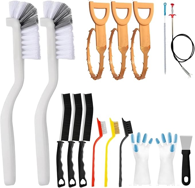 11 Pcs Crevice Brushes for Cleaning Crevice Cleaning Brush Set, 6 Pack Drain Hair Remover Set for Corner Sink Cup Teapot Bottle Blender, Clogged Pipes and Tubes