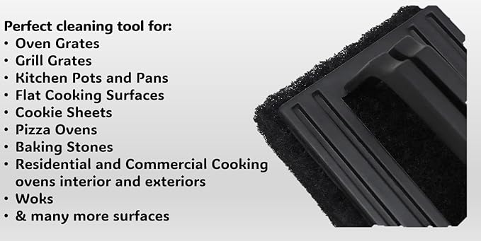 3-Pack Heavy-Duty Black Scrubber Brush for Grills, Griddles & Bakeware - Cold Surface Use Only, Durable Bristles, Ergonomic Handle, Ideal for Home, Restaurant & Commercial Use