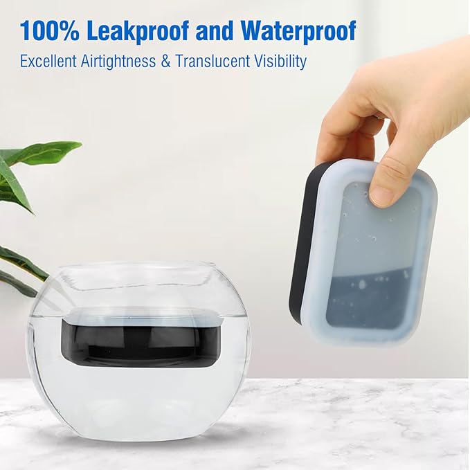 Enhanced Leak Proof Travel Soap Case, Compact Silicone Travel Soap Dish with Drainage Pad, Great for Gym, Camping, Business Trip (Black)