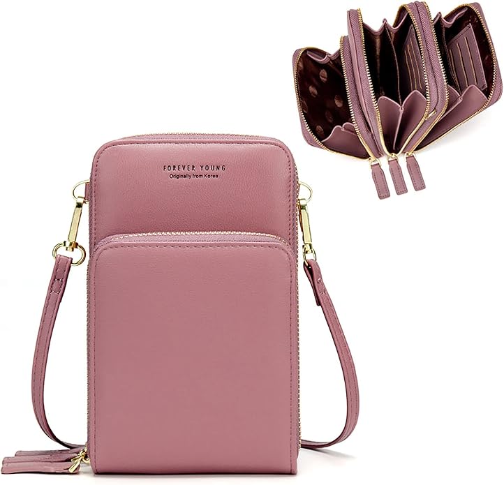 myfriday Small Leather Crossbody Bag for Women with Guitar Strap Mini Crossover Bags & Shoulder Purses with 2 Card Slots