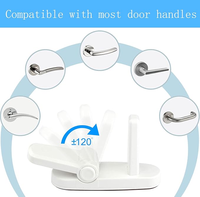 Childproof Door Lever Lock Baby Safety Locks for Doors (2 Pack) Improved Door Safety for Kids, 3M Adhesive No Drilling Child Safety Door Handle Lock. Simple Install, No Tools Needed (Black, 2)